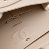 NEW CHANEL Medium Classic Flap Beige Clair Lambskin Quilted Gold Hardware Full Set