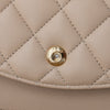 NEW CHANEL Medium Classic Flap Beige Clair Lambskin Quilted Gold Hardware Full Set