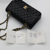 CHANEL Medium Classic Flap Black Caviar Gold Hardware Full Set