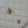 NEW CHANEL Medium Classic Flap White Caviar Quilted Light Gold Hardware Full Set