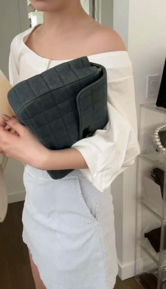 CHANEL Vintage Denim Chocolate Bar Mademoiselle Top Handle Bag A16372