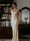 Mirror Palais Plunging Back Cowl Dress in Butter Size XXS