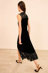 Ulla Johnson Rosaria Ruched Lace-Trimmed Velvet Midi Dress US 00