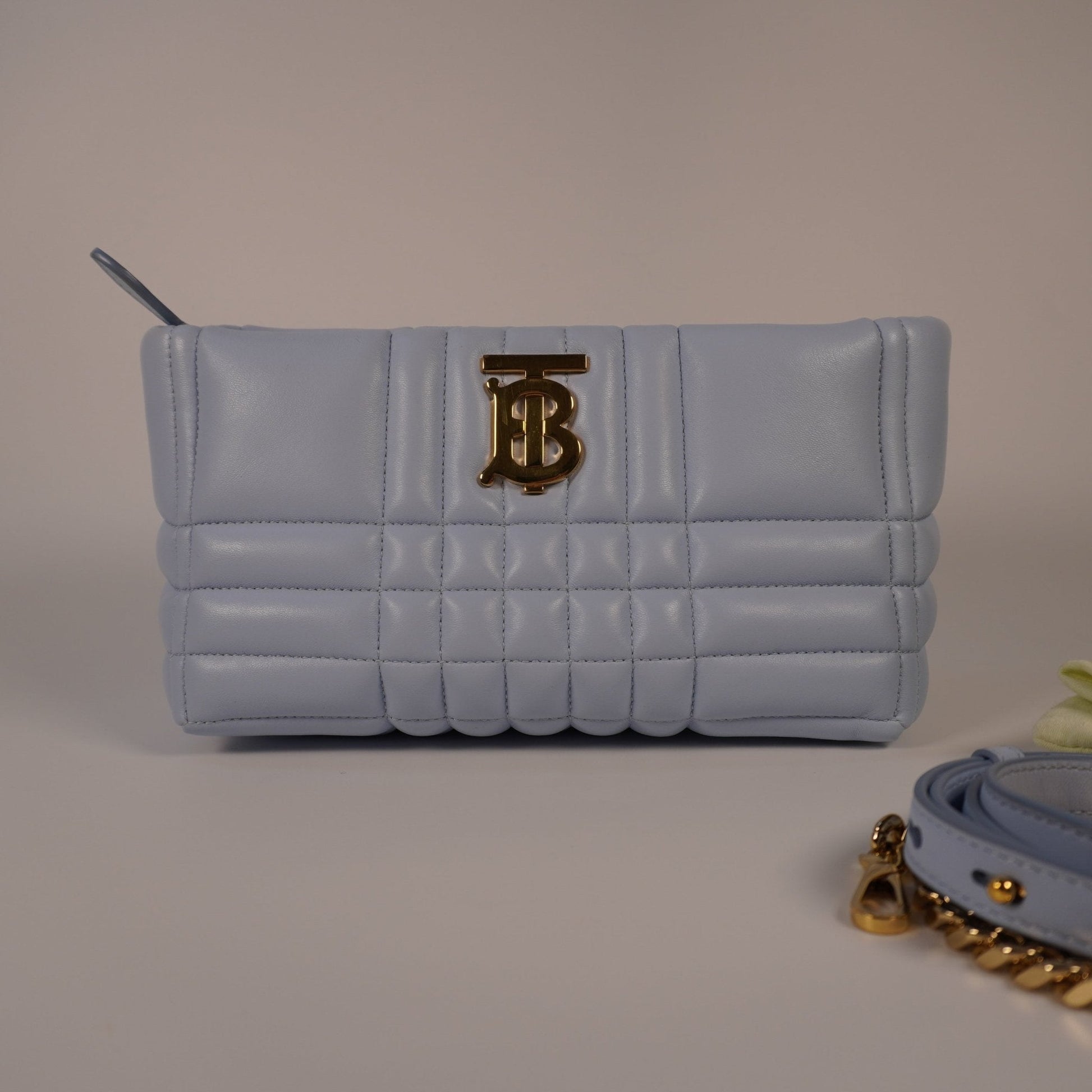 Burberry Pale Blue Quilted Lambskin Small Soft Lola 2 - Way Bag - Vintage Girlfriend Luxury