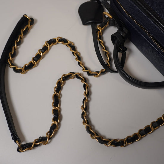 Chanel Caviar Medium Filigree Vanity Case Navy/Black - Vintage Girlfriend Luxury
