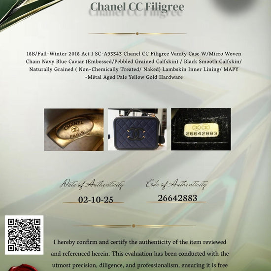 Chanel Caviar Medium Filigree Vanity Case Navy/Black - Vintage Girlfriend Luxury