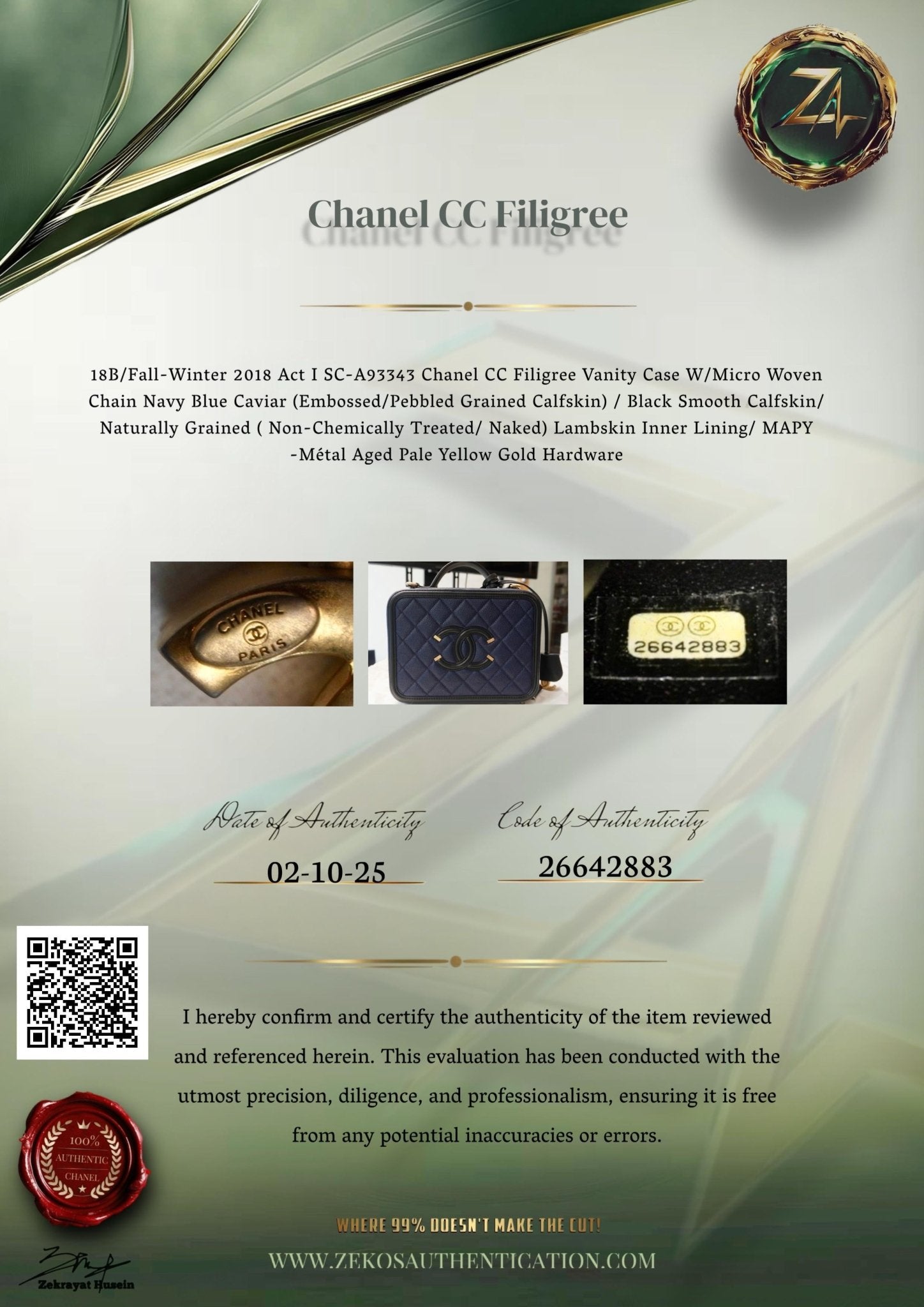 Chanel Caviar Medium Filigree Vanity Case Navy/Black - Vintage Girlfriend Luxury