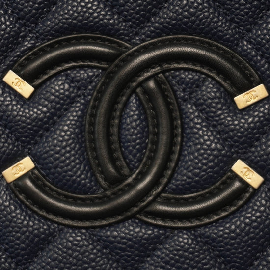 Chanel Caviar Medium Filigree Vanity Case Navy/Black - Vintage Girlfriend Luxury
