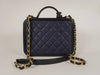 Chanel Caviar Medium Filigree Vanity Case Navy/Black - Vintage Girlfriend Luxury