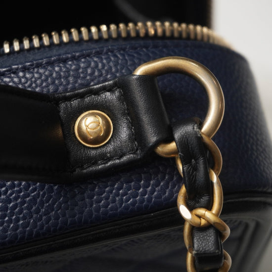 Chanel Caviar Medium Filigree Vanity Case Navy/Black - Vintage Girlfriend Luxury