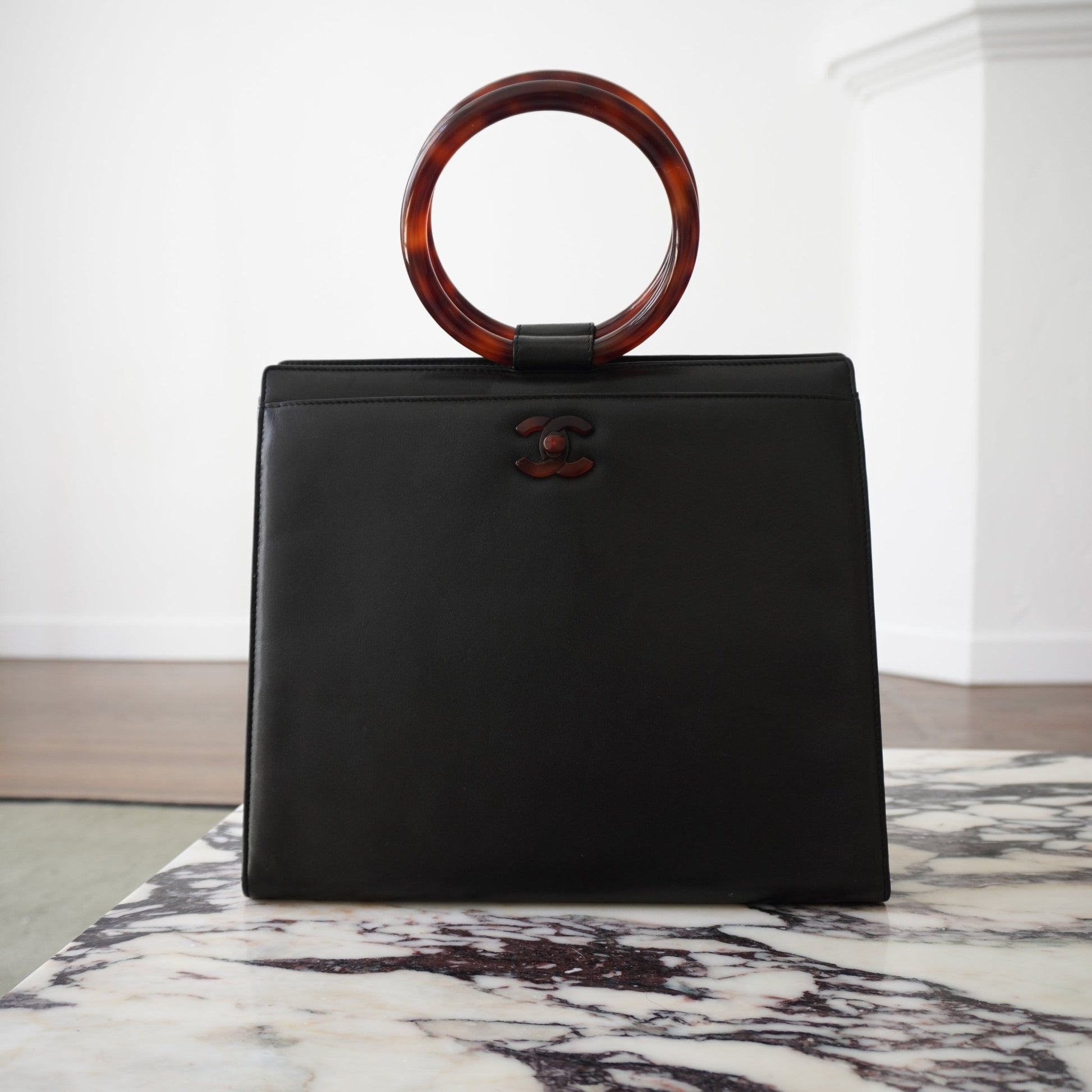 Chanel Tortoiseshell Ring Handle Bag - Vintage Girlfriend Luxury