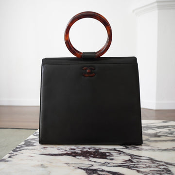 Chanel Tortoiseshell Ring Handle Bag - Vintage Girlfriend Luxury