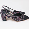 NWOB CHANEL Pink/Black Multicolor Tweed Grosgrain Cap Toe Slingback Pumps EU 36