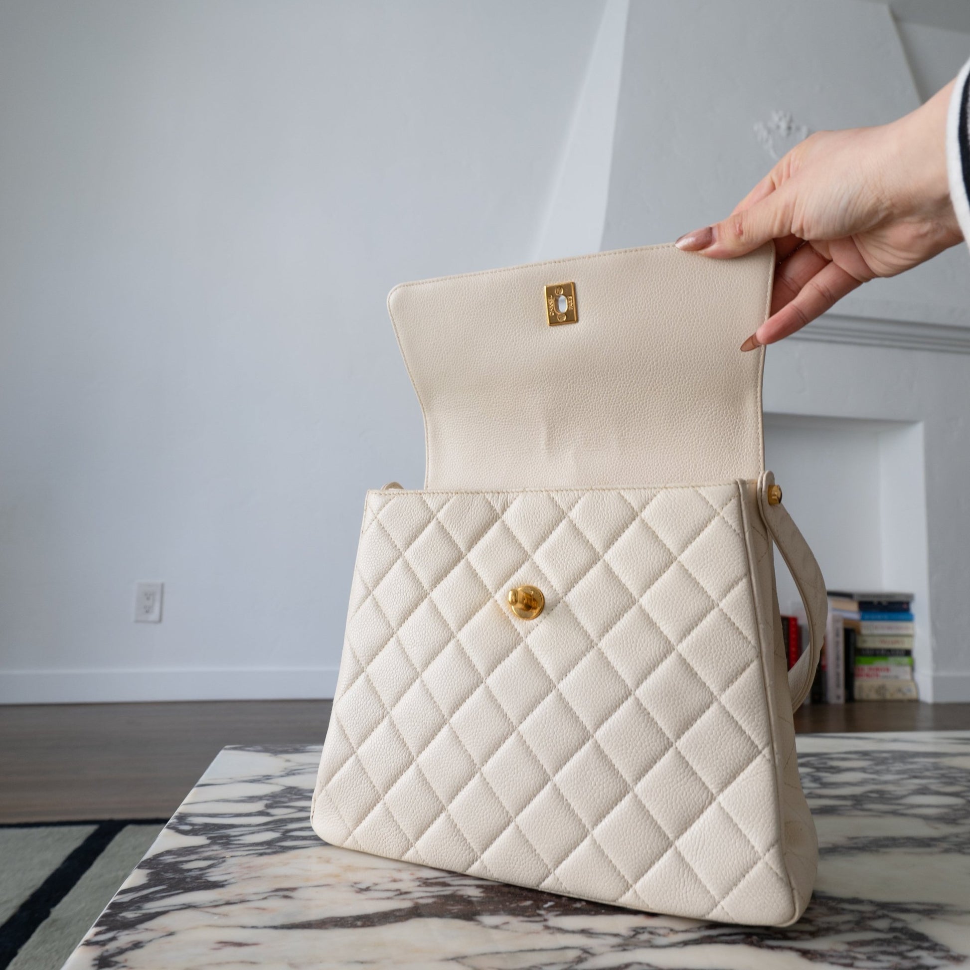 Rare Chanel Caviar CC Turn Lock Flap Bag GHW - Vintage Girlfriend Luxury