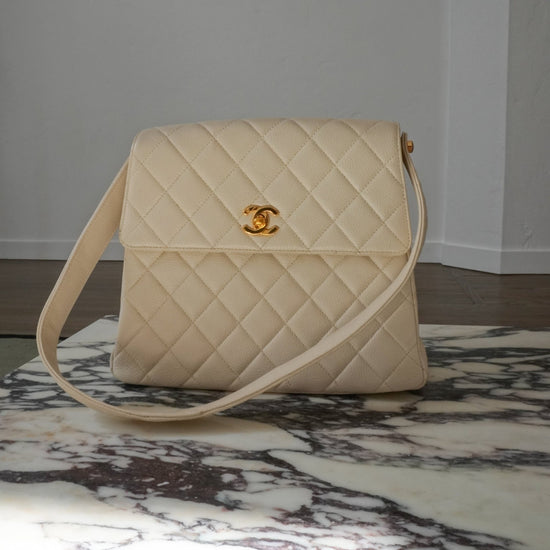 Rare Chanel Caviar CC Turn Lock Flap Bag GHW - Vintage Girlfriend Luxury