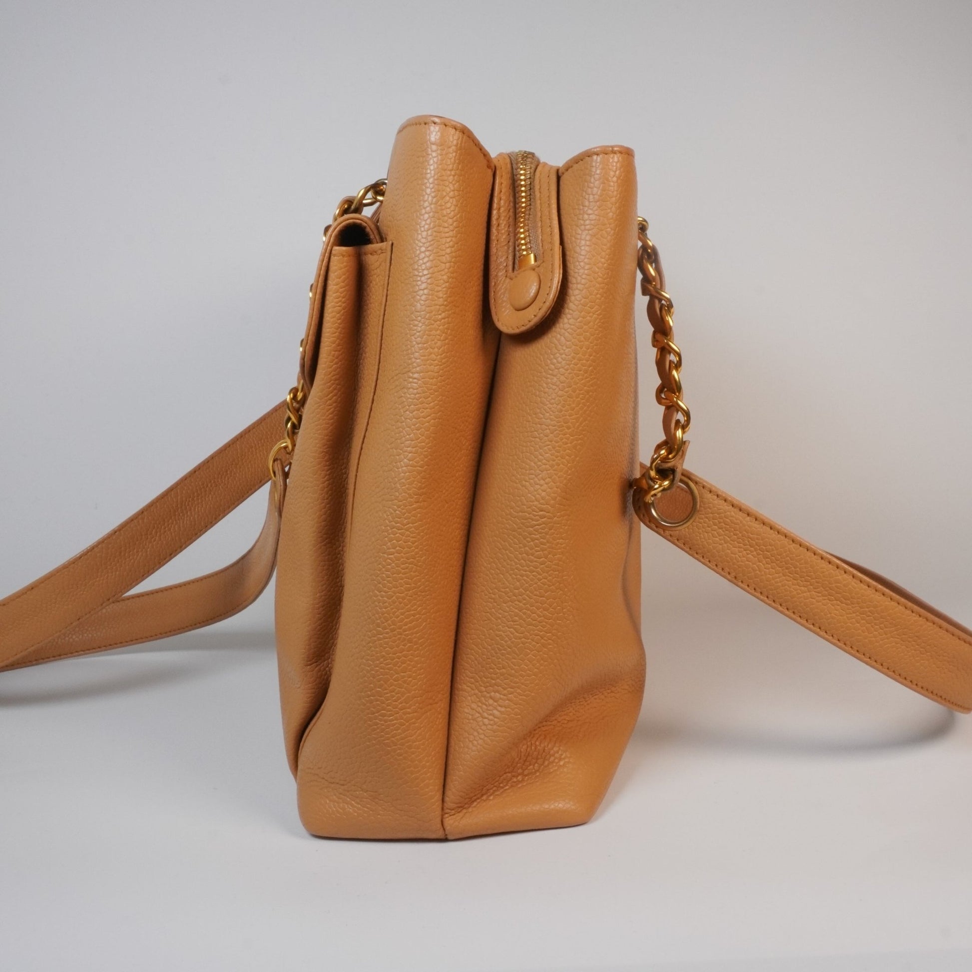 Vintage Beige Caviar Voyage Ligne (Travel Line) CC Turnlock Front Pocket Tote - Vintage Girlfriend Luxury